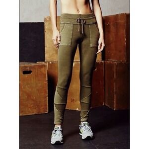 Free People FP Movement Kyoto Leggings Green Patchwork Size S Soft Ankle Length
